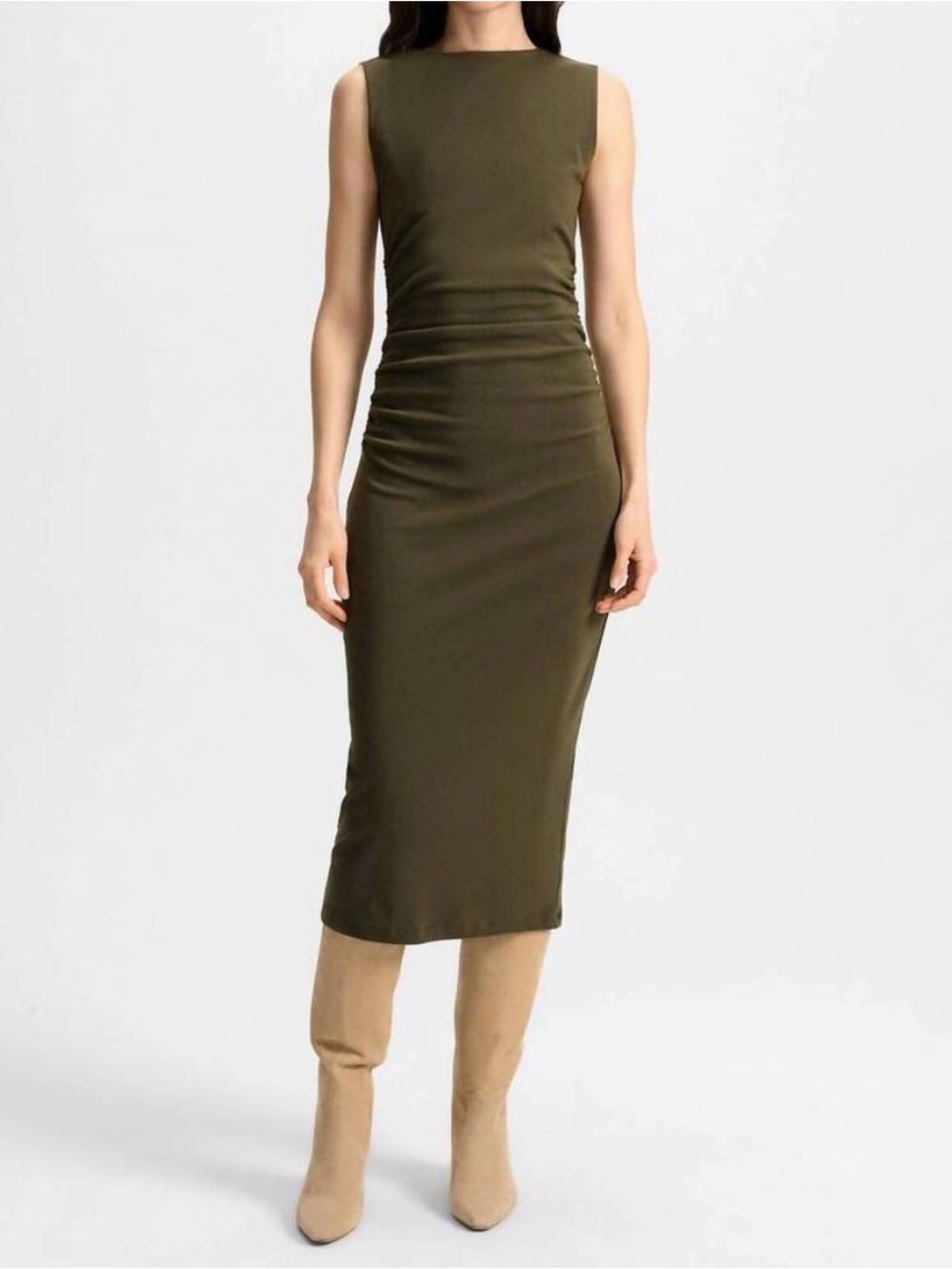 Veronica Beard Olive Green Sleeveless Midi Dress - Picture 2 of 13